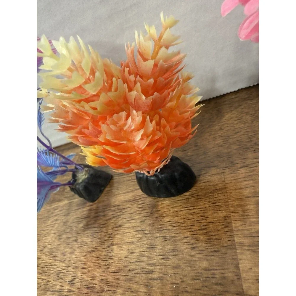 Lot Artificial Aquarium Plastic Plants & Flower Decor, Multicolor, Weighted